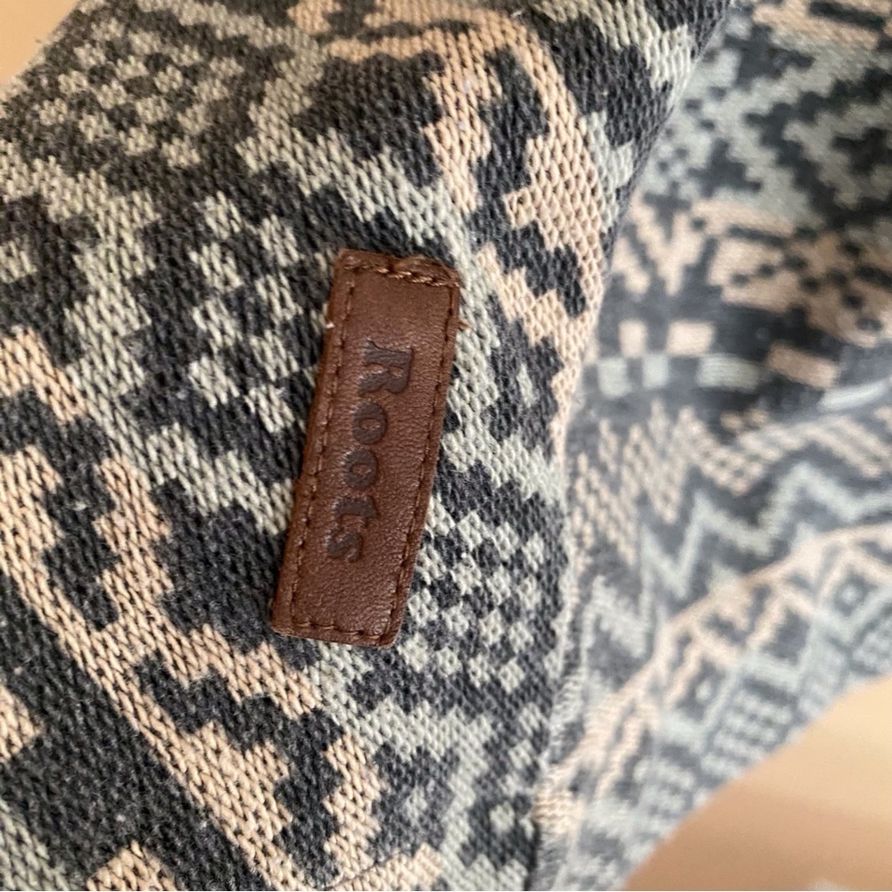 Roots Canada Fair Isle Open Cardigan Sweater Blue Nordic Knit Size Medium Office - Picture 9 of 15